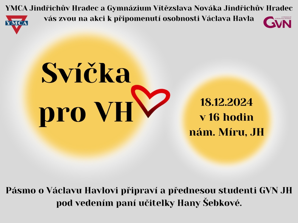 18.12.2024 - Svíčka pro Václava Havla v 16 hodin na náměstí Míru v JH