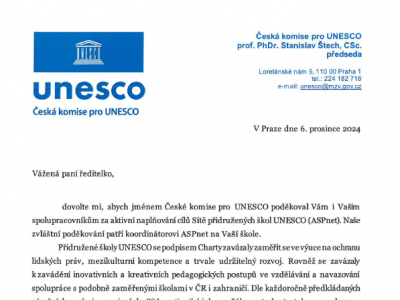 Dopis od UNESCO